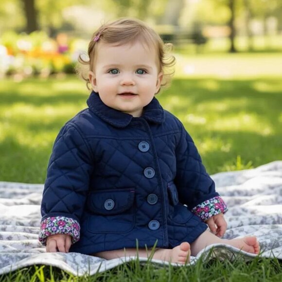 Baby Gap Navy Blue Quilted Corduroy Collar Jacket 6-12 Months - Picture 1 of 12